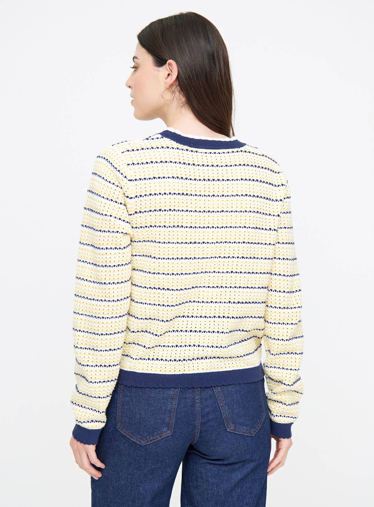 Yellow Stitch Stripe Cropped Jumper 8 - Image 4